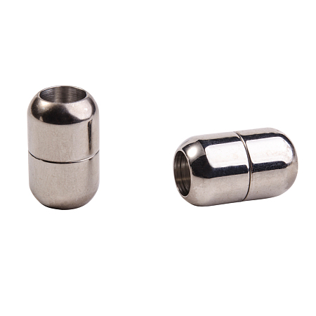 PandaHall Elite 16x10mm 304 Stainless Steel Oval Magnetic Clasps for Jewelry Making