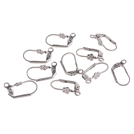PandaHall Elite 304 Stainless Steel Earring Hoop Components 19x13mm Lever Back Earrings 10pcs/bag