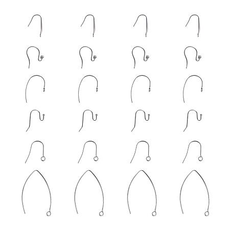 PandaHall Elite 60 Pairs(120 Pcs) 6 Styles Stainless Steel Earring Hooks Ear Wire for DIY Jewelry Craft Making