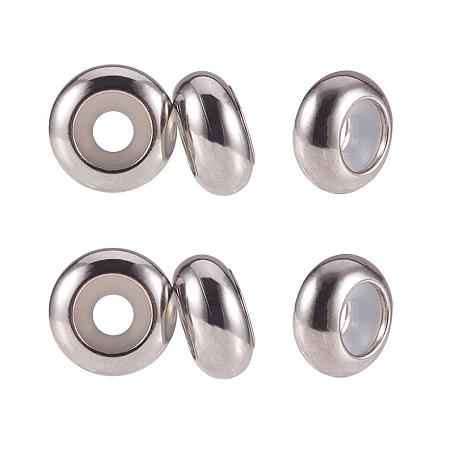 PandaHall Elite 35pcs 304 Stainless Steel Stopper Beads Spacer Rubber O Rings Insert Rubber Anti Skid Locating Ring for DIY Bracelet Necklace Jewelry Making Accessories