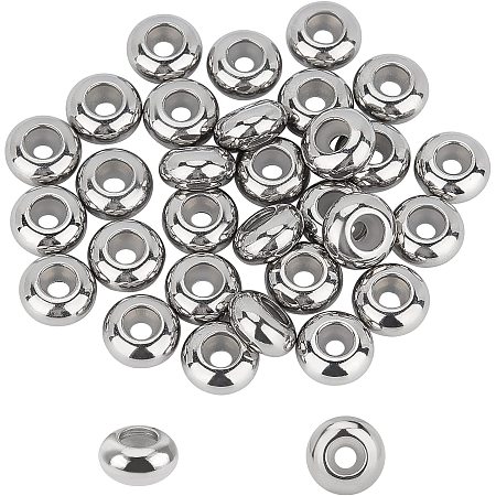 UNICRAFTALE 30pcs 8mm Stainless Steel Spacer Beads with Rubber Inside Slider Beads Stopper Round Beads for Necklaces and Bracelets Stainless Steel Color for Jewelry Making Hole 2 mm