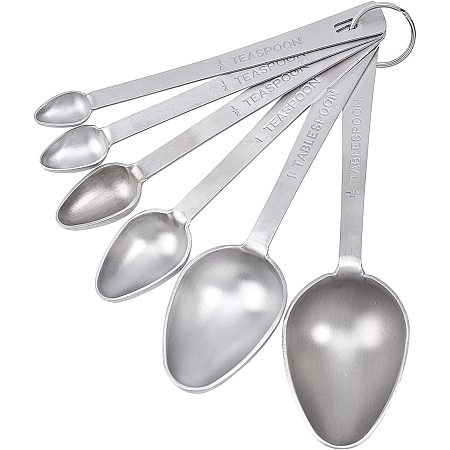 UNICRAFTALE 6pcs Stainless Steel Measuring Spoon Set, Metal Bakeware Tools Soup Spoon, Scale Measuring Seasoning Spoon, Used for Baking Seasoning, Daily Dining Family Teaspoon
