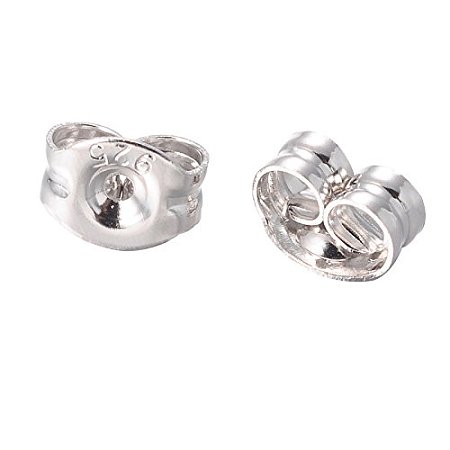 Arricraft 20pcs(10 Pairs) Sterling Silver Fancy Earring Backs (Earnuts), 3x4.5x3mm, Hole: 0.5mm