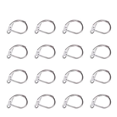 ARRICRAFT 304 Stainless Steel Leverback Earring Findings, with Loop, Stainless Steel Color, 15x10x2mm, Hole: 1.5mm