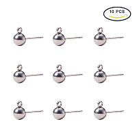 PandaHall 304 Stainless Steel DIY Craft Earrings Pin Stud Back Post 17x9x6mm Tiny Head Studs Findings 10pairs/bag