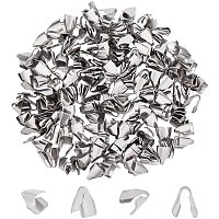 UNICRAFTALE About 200pcs 304 Stainless Steel Folding Crimp Cord Ends 8x6mm Crimping Sleeve End Beads Fold Cord End Caps Stainless Steel Color