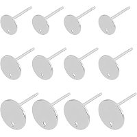 UNICRAFTALE About 60pcs 8/10/12mm Flat Round Earring Posts Hypo-allergenic Stud Earrings Stainless Steel Earring with Loop Earring Component for DIY Jewellery Making Stainless Steel Color