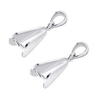 BENECREAT 2 PCS Sterling Silver Ice Pick Pinch Bails Charms Clasps Connectors for DIY Crafting Jewellery Making(18.4x5.2mm)
