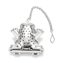 Honeyhandy Frog Shape Tea Infuser, with Chain & Hook, Loose Tea 304 Stainless Steel Mesh Tea Ball Strainer, Stainless Steel Color, 165mm