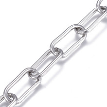 Honeyhandy 304 Stainless Steel Paperclip Chains, Drawn Elongated Cable Chains, Unwelded, with Card Paper, Stainless Steel Color, 16x7.5x1.5mm