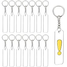 BENECREAT 20PCS Acrylic Keyring Blanks 3x1" Rectangle Acrylic Clear Keychain Blanks with 30PCS Jump Rings and 20PCS Iron Key Rings for DIY Projects and Crafts