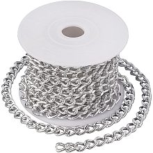 CHGCRAFT 9.8 Feet Aluminum Curb Chain Link in Bulk with Lobster Clasps for Necklace Jewelry Accessories DIY Making, 3mm Width