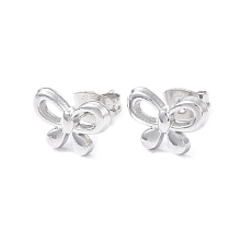 Honeyhandy Non-Tarnish 304 Stainless Steel Stud Earring for Women, Hollow Butterfly, Stainless Steel Color, 8x11.5mm, Pin: 0.8mm