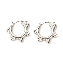 Honeyhandy 304 Stainless Steel Flower Hoop Earrings for Women, Stainless Steel Color, 19x21mm, Pin: 0.8mm