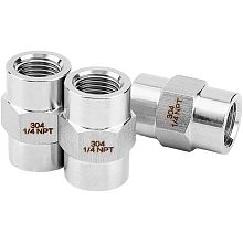 SUPERFINDINGS 3 Pcs Pipe Fitting Female NPT Thread Forging of 304 Stainless Steel Equal Hex Nipple Pipe Hose Connector Adapter 1.18x0.87inch Full Hex Coupling