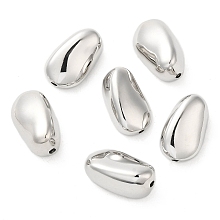 Rack Plating Brass Beads, Long-Lasting Plated, Lead Free & Cadmium Free, Twist Oval, Platinum, 18.5x10.5x9mm, Hole: 1.6mm