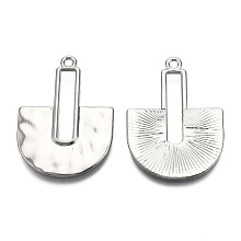 Honeyhandy Rack Plating Alloy Pendants, Cadmium Free & Lead Free, U Shaped, Platinum, 40.5x29x2mm, Hole: 2mm