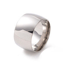 Honeyhandy Non-Tarnish 201 Stainless Steel Wide Plain Band Ring for Women, Stainless Steel Color, Inner Diameter: 17mm