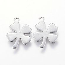 Honeyhandy 201 Stainless Steel Pendants, Clover, Stainless Steel Color, 13.5x10x0.7mm, Hole: 1mm