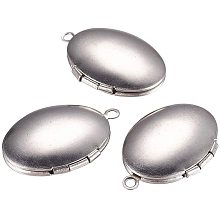 UNICRAFTALE 30pcs Stainless Steel Locket Pendants Oval Spacer Charms Small Hole Charm Pendants for Necklace Jewelry Making and Craft DIY 24x16x5mm, Hole 2mm