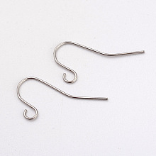 Honeyhandy 316L Surgical Stainless Steel Earring Hooks, Ear Wire, with Horizontal Loop, Stainless Steel Color, 17x8mm, Hole: 1.6mm, Pin: 0.5mm