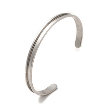 Honeyhandy C-Shaped 201 Stainless Steel Grooved Cuff Bangles, for DIY Electroplated, Leather Inlay, Clay Rhinestone Pave Bangle Making, Stainless Steel Color, 1/4 inch(0.6cm), Inner Diameter: 2x2-5/8 inch(5.2x6.6cm)