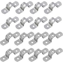 AHANDMAKER 60 Pcs U Bracket Tube Clip, 14mm/16mm Stainless Steel Pipeline Clamp 2 Holes Tube Straps Rigid Pipe Strap Clamp Heavy Duty Pipe Fasten Holder(0.55"/0.62")