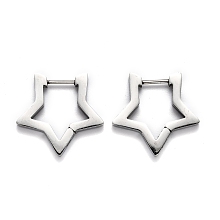 Honeyhandy 304 Stainless Steel Star Huggie Hoop Earrings, Stainless Steel Color, 20x21x3mm, Pin: 1mm