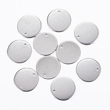 Honeyhandy 201 Stainless Steel Stamping Blank Tag Pendants, Flat Round, Stainless Steel Color, 15x0.8mm, Hole: 1.2mm