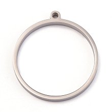 Honeyhandy 304 Stainless Steel Open Back Bezel Polishing Pendants, For DIY UV Resin, Epoxy Resin, Pressed Flower Jewelry Pendants, Ring, Stainless Steel Color, 30.5x28x3mm, Hole: 2mm