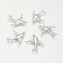 Honeyhandy 304 Stainless Steel Links connectors, Swallow, Stainless Steel Color, 17x20x1mm, Hole: 1mm