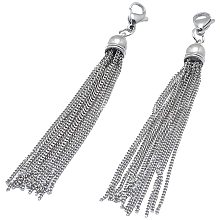 UNICRAFTALE 1PC Stainless Steel Tassels Big Pendants Decorations Charms Large Hole Pendant Metal Material for Necklace Bracelet Jewelry Making 95~100mm, Hole 4.5mm