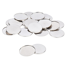 Honeyhandy 304 Stainless Steel Milled Edge Bezel Cups, Cabochon Settings, Flat Round, Stainless Steel Color, Tray: 25mm, 26x1.5mm