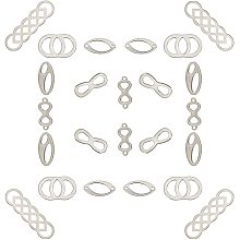 SUNNYCLUE 1 Box 6 Styles 24Pcs Stainless Steel Linking Charms Infinity Link Connectors Charm Oval Frames Jewelry Pendants for Beginners DIY Bracelet Necklace Jewelry Making Findings