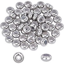 UNICRAFTALE About 50pcs 8mm Rondelle Stopper Beads with Rubber Inside Metal Loose Beads 2mm Hole Stainless Steel Bead Spacers for Jewelry Making Findings DIY Stainless Steel Color