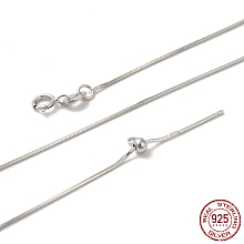 Honeyhandy Rhodium Plated 925 Sterling Silver Chain Necklaces, with Slider Stopper Beads and Spring Ring Clasps, with 925 Stamp, Platinum, 18 inch(45cm), Hole: 2mm, Pin: 0.8mm