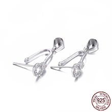 Honeyhandy Rhodium Plated 925 Sterling Silver Pendant Bails, with Cubic Zirconia, Clear, Platinum, 16.5x5x8.5mm, Hole: 4.5x3.5mm, Pin: 0.7mm, Inseam Length: 8.5mm