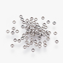 Honeyhandy 316 Surgical Stainless Steel Crimp Beads, Rondelle, Stainless Steel Color, 1.9mm, Hole: 1mm, ahout 416pcs/5g