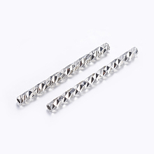 Honeyhandy Brass Tube Beads, Tube, Faceted, Platinum, 19.5x1.5mm, Hole: 0.5mm