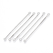 Honeyhandy Brass Box Chain Tassel Links Connectors, Platinum, 50x3x1mm, Hole: 1.4mm