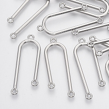 Honeyhandy Alloy Chandelier Component Links, 3 Loop Connectors, U Shape, Platinum, 41x16x2mm, Hole: 1.8mm