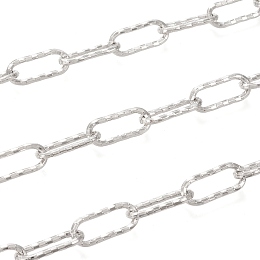 Honeyhandy Brass Cable Chains, Paperclip Chains, Drawn Elongated Cable Chains, Textured, with Spool, Long-Lasting Plated, Unwelded, Real Platinum Plated, 17.5x7.5x1.5mm, about 16.4 Feet(5m)/roll