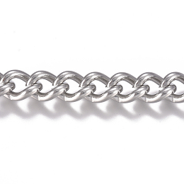 Honeyhandy 201 Stainless Steel Chain, Curb Chain, Twisted Chain, Unwelded, Stainless Steel Color, 9x6.5x3.5mm