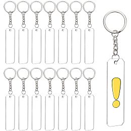 BENECREAT 20PCS Acrylic Keyring Blanks 3x1" Rectangle Acrylic Clear Keychain Blanks with 30PCS Jump Rings and 20PCS Iron Key Rings for DIY Projects and Crafts