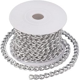 CHGCRAFT 9.8 Feet Aluminum Curb Chain Link in Bulk with Lobster Clasps for Necklace Jewelry Accessories DIY Making, 3mm Width