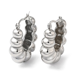 Honeyhandy 304 Stainless Steel Croissant Hoop Earrings, Stainless Steel Color, 31x10mm