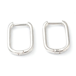 Honeyhandy Brass Huggie Hoop Earrings, Long-Lasting Plated, Rectangle, Platinum, 15.5x11.5x2mm, Pin: 1mm