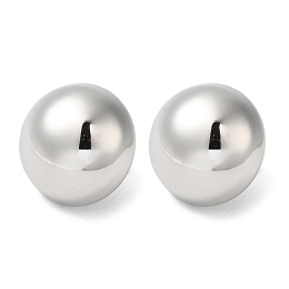 Honeyhandy Non-Tarnish 304 Stainless Steel Stud Earrings, Half Round, Stainless Steel Color, 20mm