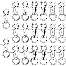 GORGECRAFT 20Pcs Trigger Snap Hooks 360 Degree Swivel Lobster Clasps Clips Silver Heavy Duty Alloy Snaps Hook for Pet Cages Chains Keychain Lanyard Carabiner DIY Jewellery Making Crafts Findings