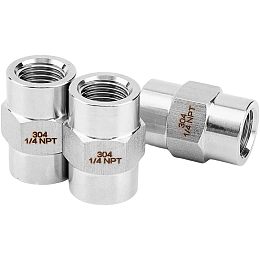 SUPERFINDINGS 3 Pcs Pipe Fitting Female NPT Thread Forging of 304 Stainless Steel Equal Hex Nipple Pipe Hose Connector Adapter 1.18x0.87inch Full Hex Coupling